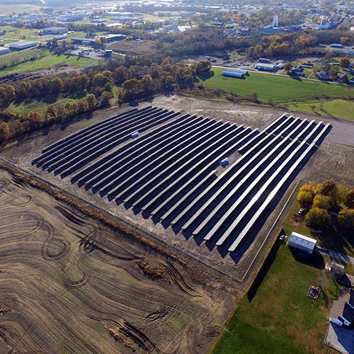An aerial vide of the Chillicothe solar farm